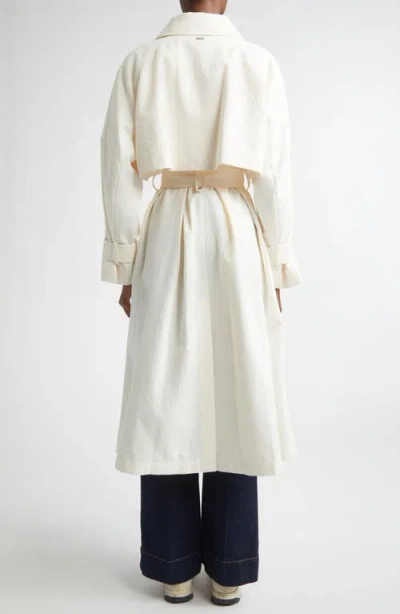 Herno Long Raincoat Belted Waist Buttoned Cuffs Collar In White
