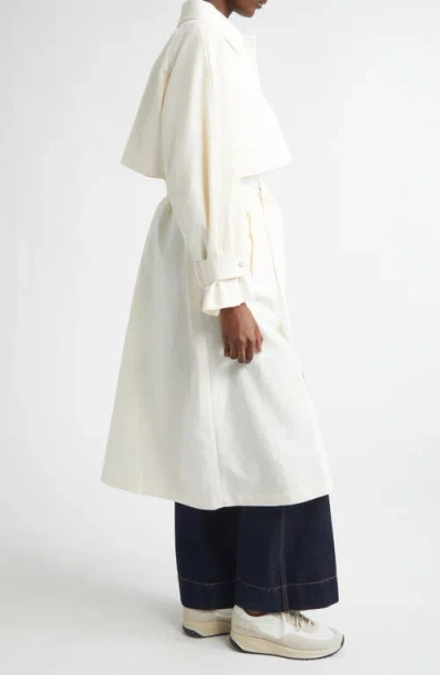Herno Long Raincoat Belted Waist Buttoned Cuffs Collar In White