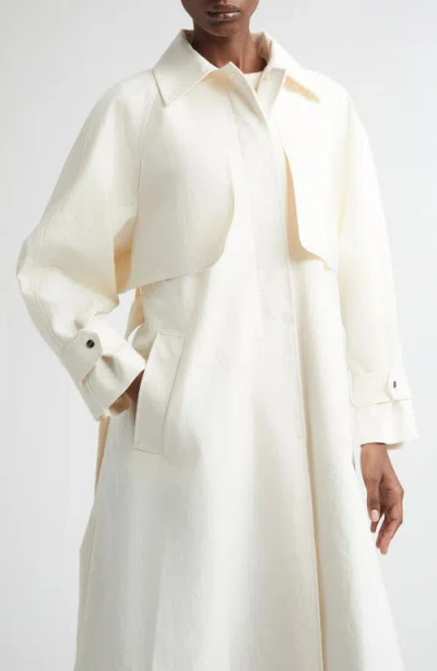 Herno Long Raincoat Belted Waist Buttoned Cuffs Collar In White