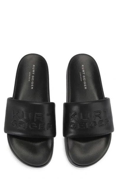 Kurt Geiger Stacked Logo-embossed Slides In Black