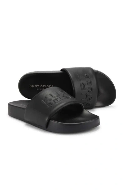 Kurt Geiger Stacked Logo-embossed Slides In Black