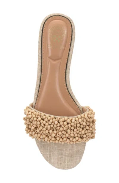 Vince Camuto Balea Beaded Band Flat Sandals In Brown