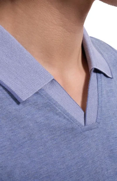 Bugatchi Tipped Johnny Collar Polo In Blue