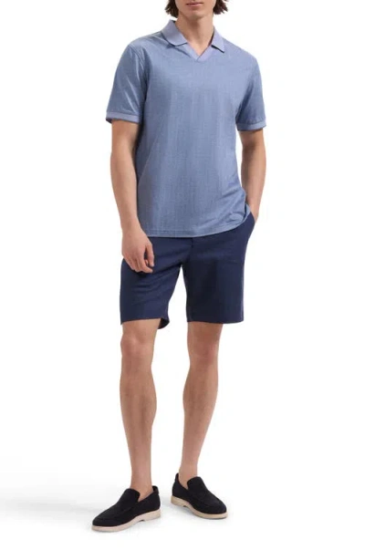 Bugatchi Tipped Johnny Collar Polo In Blue