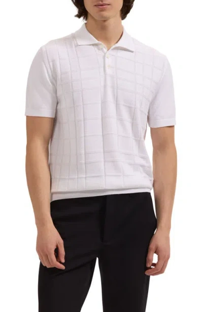 Bugatchi Textured Grid Polo Sweater In Pink