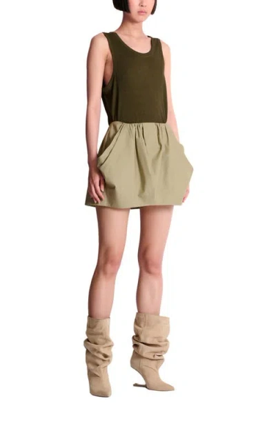 Balmain Cotton Balloon Short Skirt Vert Pale In Neutral
