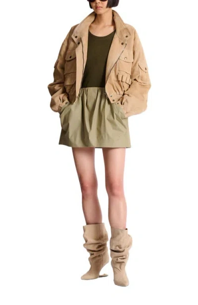 Balmain Cotton Balloon Short Skirt Vert Pale In Neutral