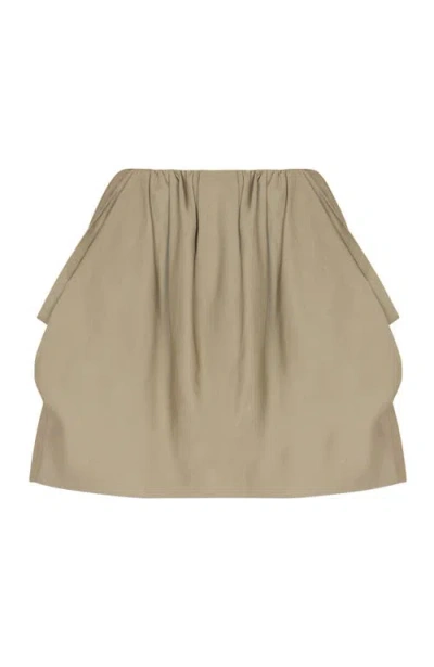 Balmain Cotton Balloon Short Skirt Vert Pale In Neutral