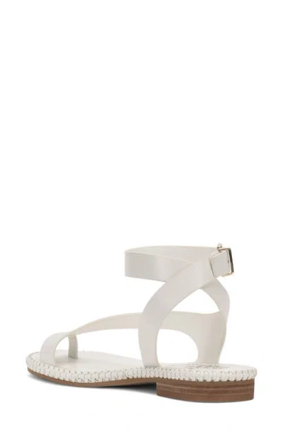 Vince Camuto Libahs Ankle Strap Toe Loop Flat Sandals In White