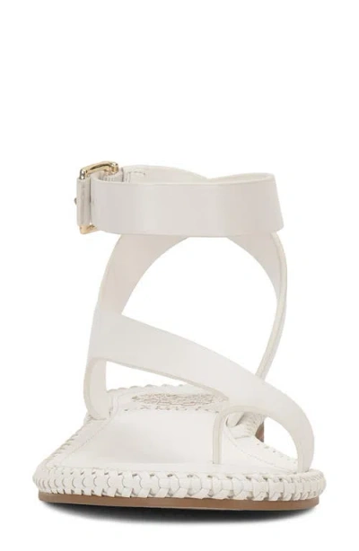 Vince Camuto Libahs Ankle Strap Toe Loop Flat Sandals In White