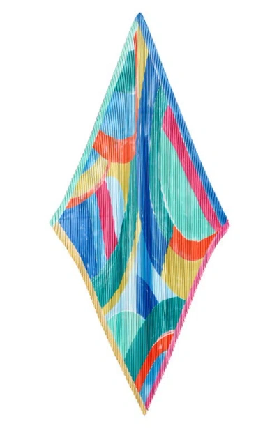 Echo Painterly Composition Pleated Diamond Scarf In Multi