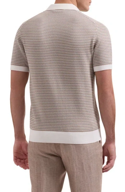 Bugatchi Johnny Collar Stripe Sweater In Brown