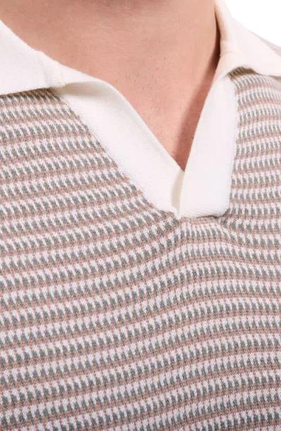 Bugatchi Johnny Collar Stripe Sweater In Brown