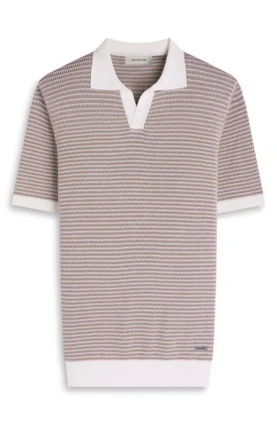 Bugatchi Johnny Collar Stripe Sweater In Brown