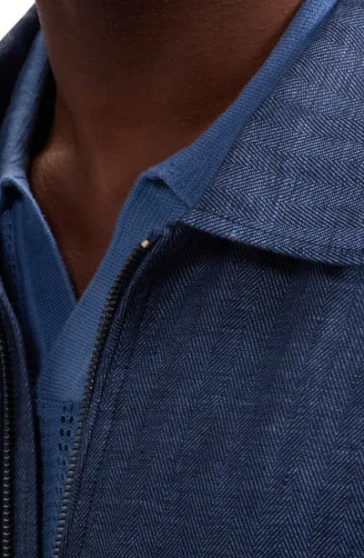 Bugatchi Linen Bomber Jacket In Blue