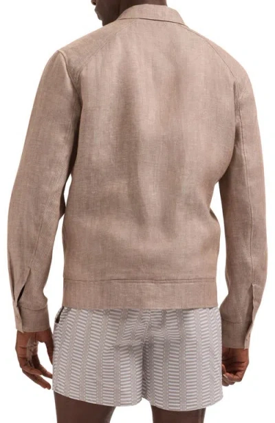 Bugatchi Linen Bomber Jacket In Pink