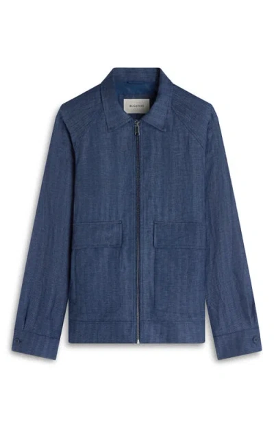 Bugatchi Linen Bomber Jacket In Blue