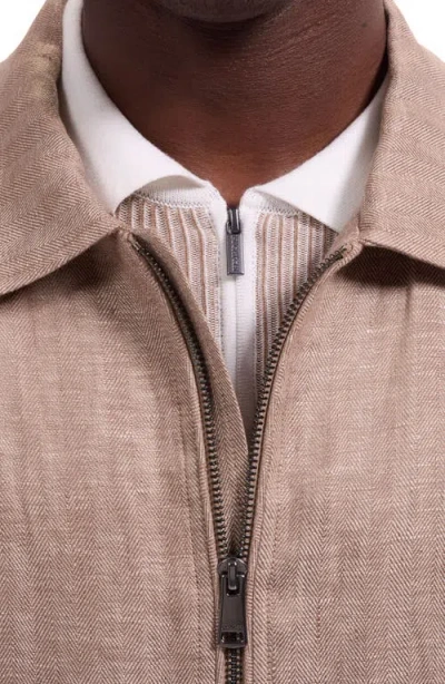 Bugatchi Linen Bomber Jacket In Pink