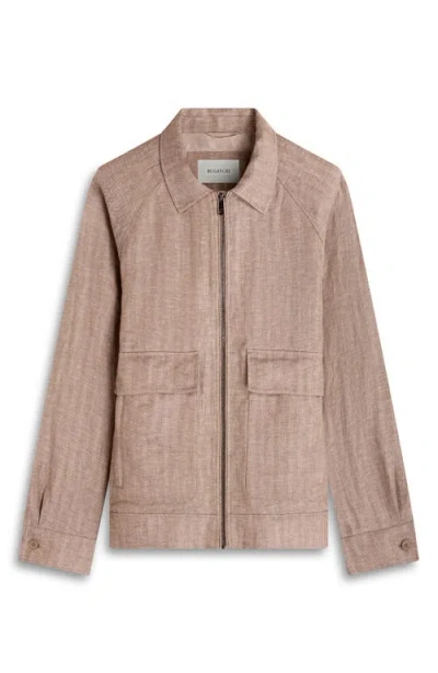 Bugatchi Linen Bomber Jacket In Pink
