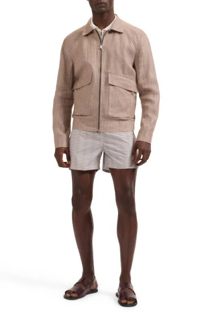 Bugatchi Linen Bomber Jacket In Pink