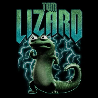 Hoppers Tom Lizard Electrifying Pose  Graphic T-shirt In Black