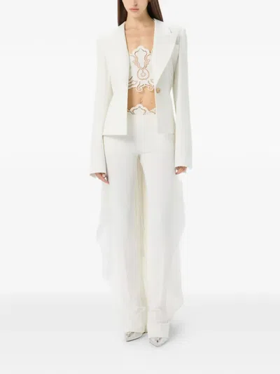 Blumarine Single-breasted Asymmetric-hem Blazer In White