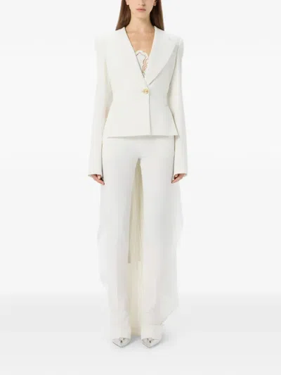 Blumarine Single-breasted Asymmetric-hem Blazer In White