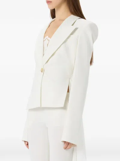 Blumarine Single-breasted Asymmetric-hem Blazer In White