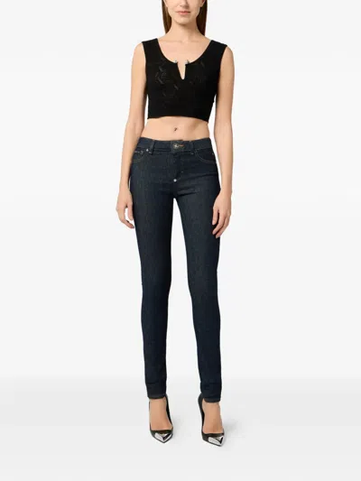 Philipp Plein Belt-loop Buttoned Jeans In Blue