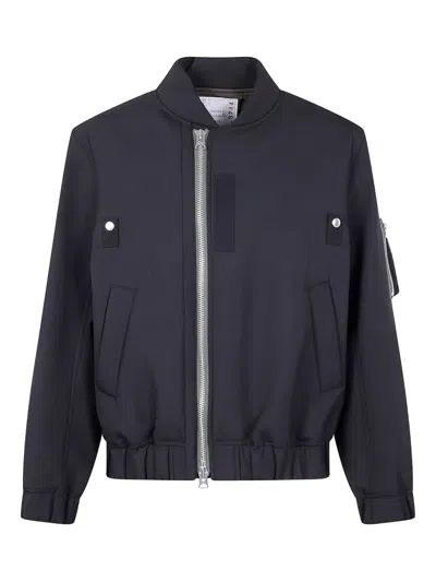 Sacai Zip-fastening Pocket Bomber Jacket In Blue