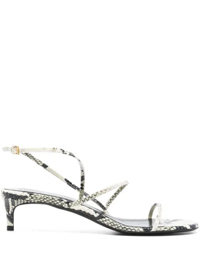 Khaite Strappy Python-embossed Kitten Sandals In Multi