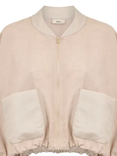 Herno Zip Pocket Poncho In Neutral