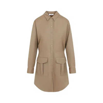 Celine Wool Mini Dress In Neutral