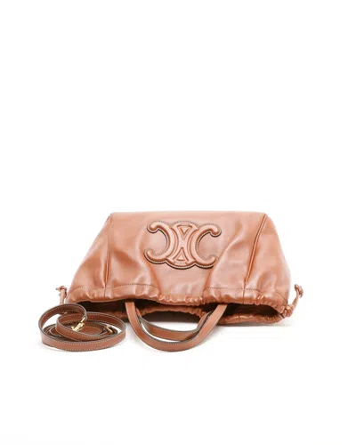 Celine Céline Small Cabas Drawstring Cuir Triomphe Bag In Brown