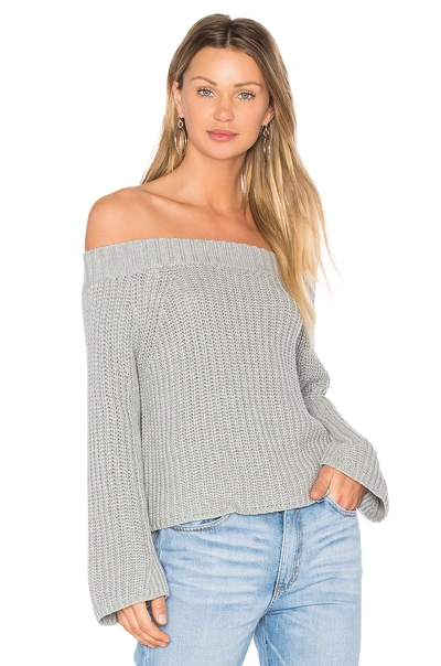 525 America Off The Shoulder Sweater In Heather Grey