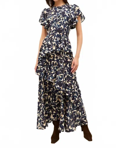 Marie Oliver Quinby Tiered Flounce Maxi Dress In Pyrite In Black