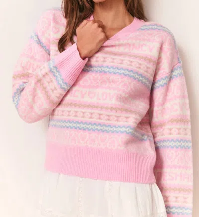 Loveshackfancy Emberly Wool Fair Isle Pullover In Peach Dream In Pink