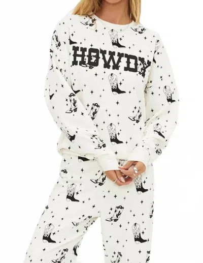 Beach Riot Howdy Devyn Oversized Sweatshirt In White In Multi