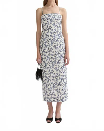 Posse Rue Pleated Printed Linen And Silk-blend Midi Dress In Multi