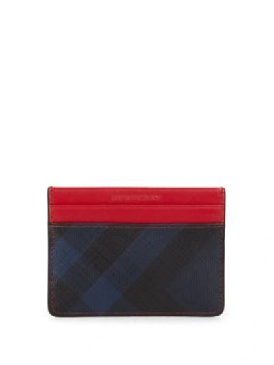 Burberry London Check Card Case In Parade Red