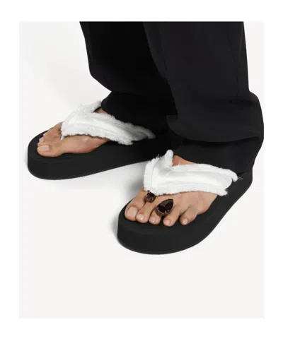 Balenciaga Jet Leg Platform Flip Flops In Viscose In White