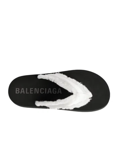 Balenciaga Jet Leg Platform Flip Flops In Viscose In White
