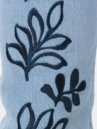 Shop Victoria Victoria Beckham Leaves Embroidery Skinny Jeans In Blue
