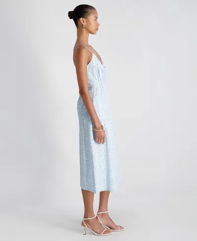 French Connection Rhodes Poplin Floral Print Midi Dress In Blue