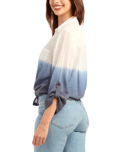 Bcx Women's Textured Button-front Top In Blue