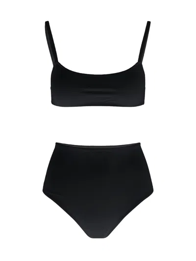 Lido Black Solid Swimwear In Black