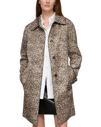 Lafayette 148 New York Leopard Print Cotton Blend Twill Coat In Multi