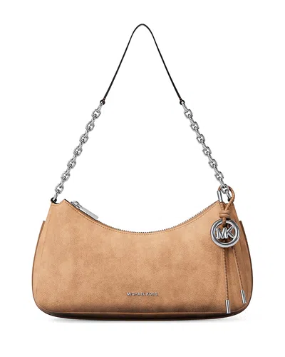 Michael Kors Nolita Medium Pebbled Leather Chain Pochette In Brown