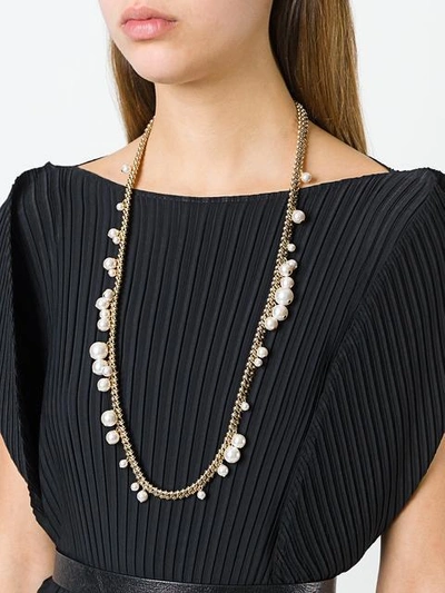 Shop Lanvin Pearl Chain Link Necklace