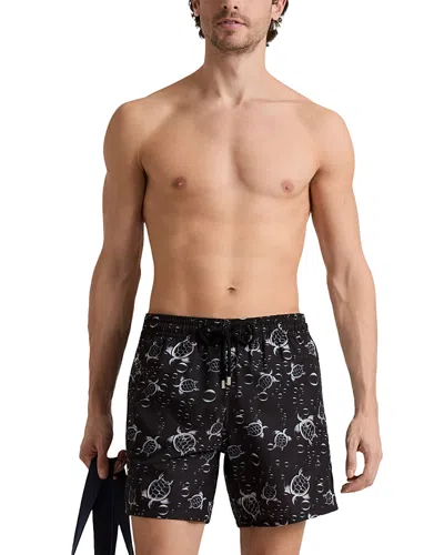 Vilebrequin Men Micro-perforated Ultra-light And Packable Swim Shorts Bubble Turtles 3d In Black